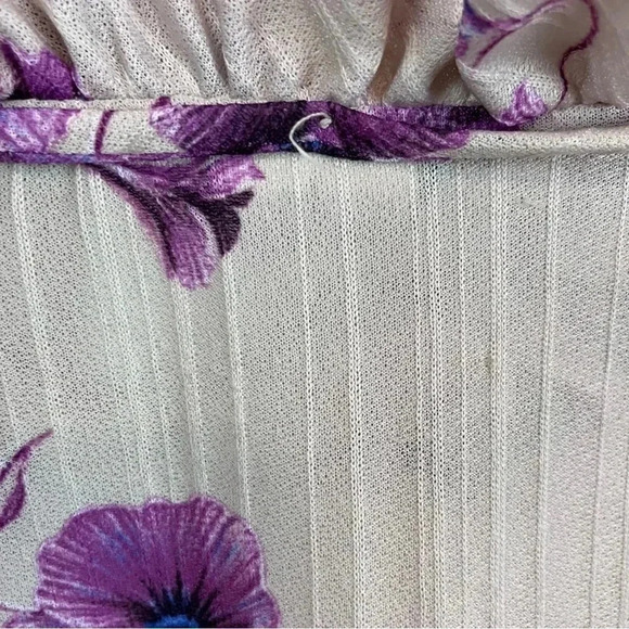 VTG Women’s 80s PL Sheer Floral Blouse Puff Sleeve Ruffle Neck Union Made - Picture 8 of 13